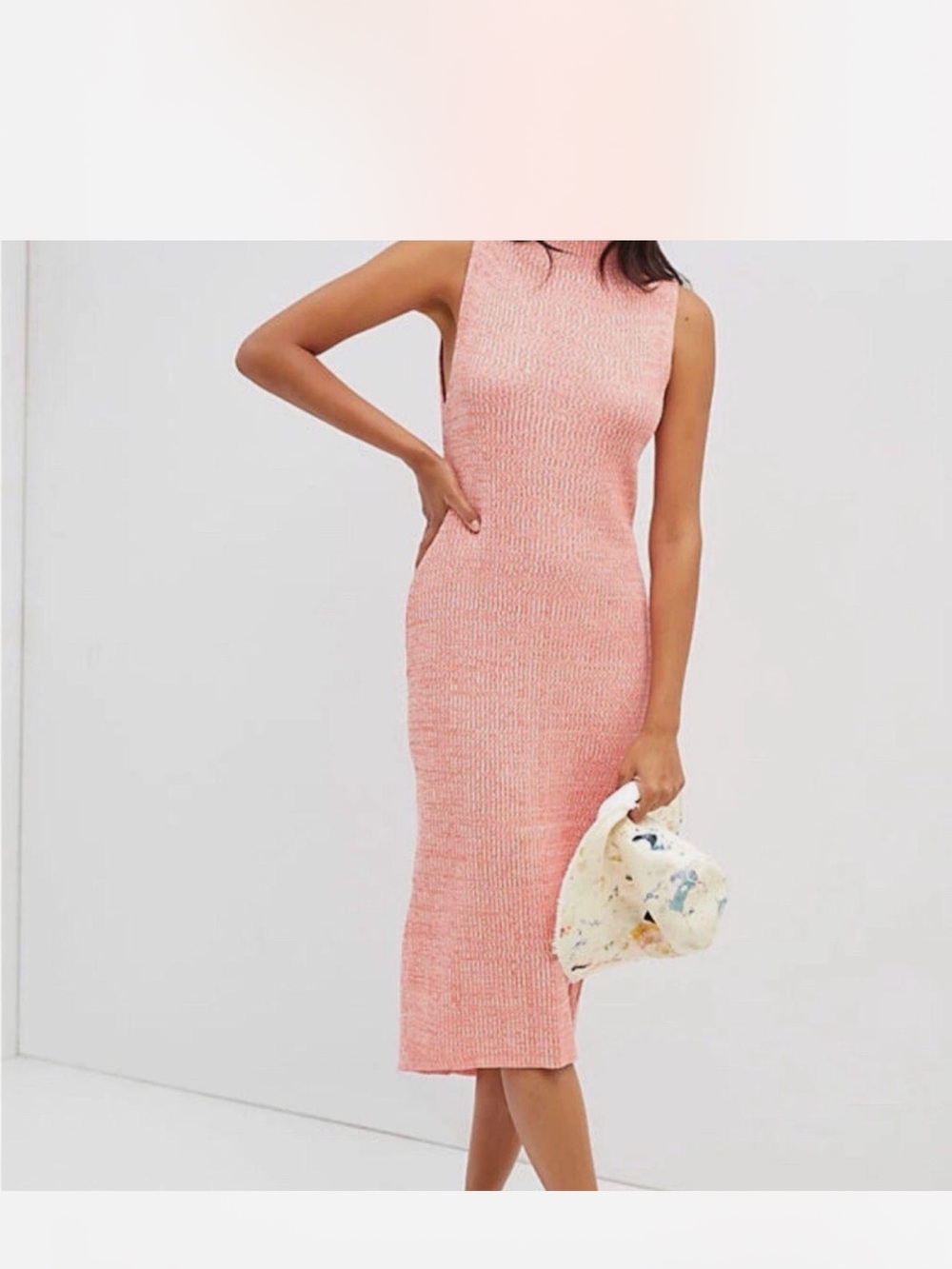 Daily Practice by Anthropologie Mock-neck Ribbed Midi Dress in Coral